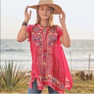 Johnny Was Mikones Embroidered Tunic Top